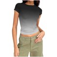 thumbnail image 2 of HongQid Womens Basic Tees Summer Short Sleeve Shirts Slim Fit Tight T Shirt Going Out Tops, 2 of 7