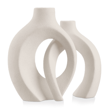 Bouclair Ensemble Blanc de 2 Vases de Table en Céramique Mouchetée