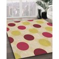 thumbnail image 3 of Ahgly Company Tapis d'Intérieur Rond Lavable en Machine Orange Transitionnel, 7 Pieds Rond, 3 of 7