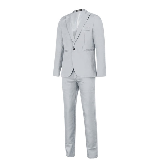 TIMIFIS Complets Gris pour Hommes 2 Pcs Coupe Ajustée Décontracté un Bouton Complets Unis pour Hommes Affaires Mariage Fête Ensemble Veste Blazer et Pantalon SetFall
