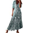 thumbnail image 2 of FcBaudy Robes d'Été pour Femmes, Robes pour Femmes, Jupe pour Femmes Robe Décontractée à la Mode pour Femmes Printemps/été à Col en V à Manches Courtes Imprimée Jupe pour Dames, 2 of 8