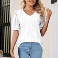 thumbnail image 3 of RKSTN Womens Tops Fashion Mesh Breathable Short Sleeve V-Neck Blouse Tops Comfortable Temperament Solid Color Tops, 3 of 4