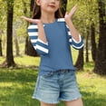 thumbnail image 4 of SERTG T-Shirt Mode Enfant Col Rond Manches 3/4 Imprimé Col Rond pour Été et Printemps 4-15 Ans (Bleu4,13 Ans), 4 of 7