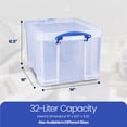 thumbnail image 3 of Really Useful Box Clear Stackable Storage Bins with Lids and Handles, 32 Liters, 3 pack, 3 of 7