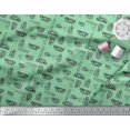 thumbnail image 3 of Soimoi Green Cotton Voile Fabric Coffee Time Text Print Sewing Fabric Yard 56 Inch Wide, 3 of 5