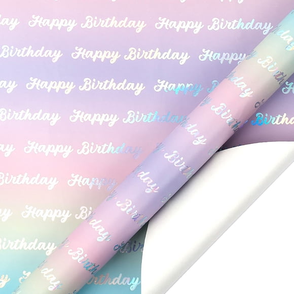 Danhjin Wrapping Paper Birthday Party Gift Wrapping Paper Gradient Glossy Aluminum-coated Paper Rolls Large Size 118IN Roll 80 Gsm Thick Gift