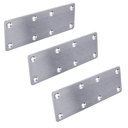 Hyever 3 Pcs Support Plat Droit en Acier Métal Plaque de Fixation Finition Brossée 5.4 Pouces 1.9 Pouces 0.08 Pouces