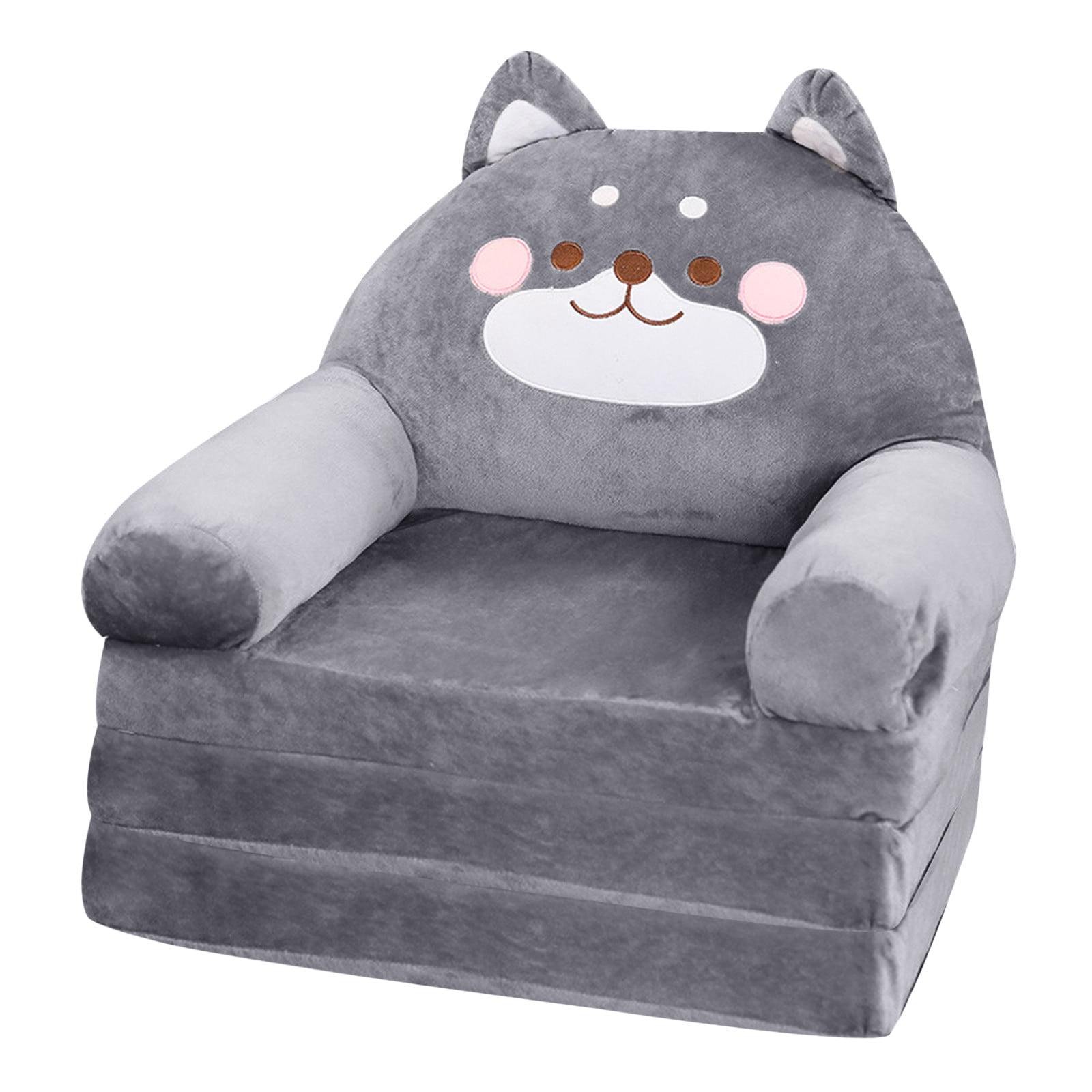 Foldable Kids Sofa Backrest Armchair 2 in 1 Foldable Children Sofa Cute Cartoon Lazy Sofa Children Flip Open Sofa Bed for Living Room Bedroom Without Liner Filler