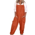 thumbnail image 2 of Qertyioot Combinaison pour Femmes Grande Taille, Salopette Décontractée Ample en Coton et Lin, 2 of 8