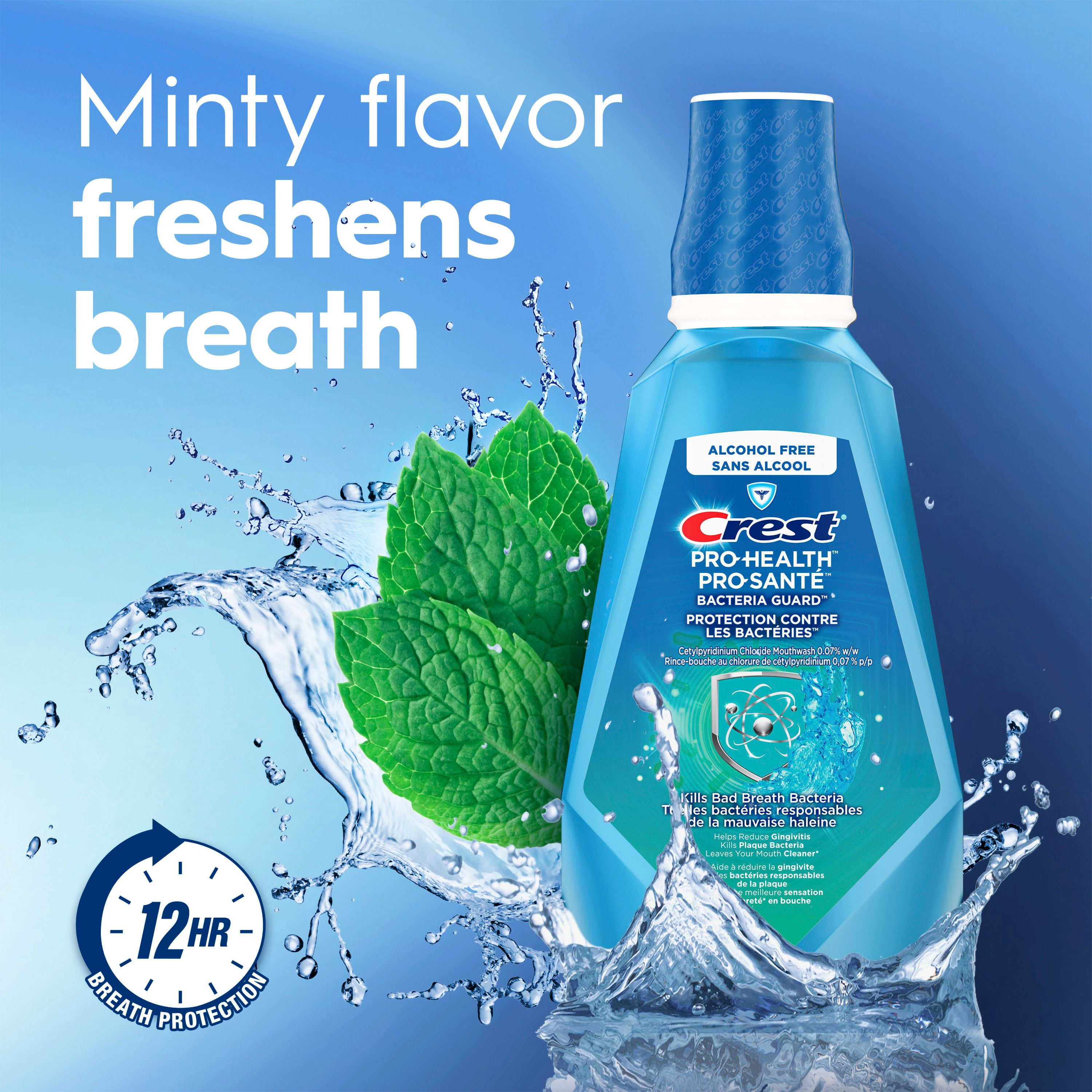 Crest Bacteria Guard Plus Rince-Bouche avec 1.5 % de Peroxyde d'Hydrogène, Menthe