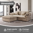 thumbnail image 3 of The Magic Home Cloud Modular L-Shaped Linen Sectional Sofa with Ottoman, Khaki, 3 of 15