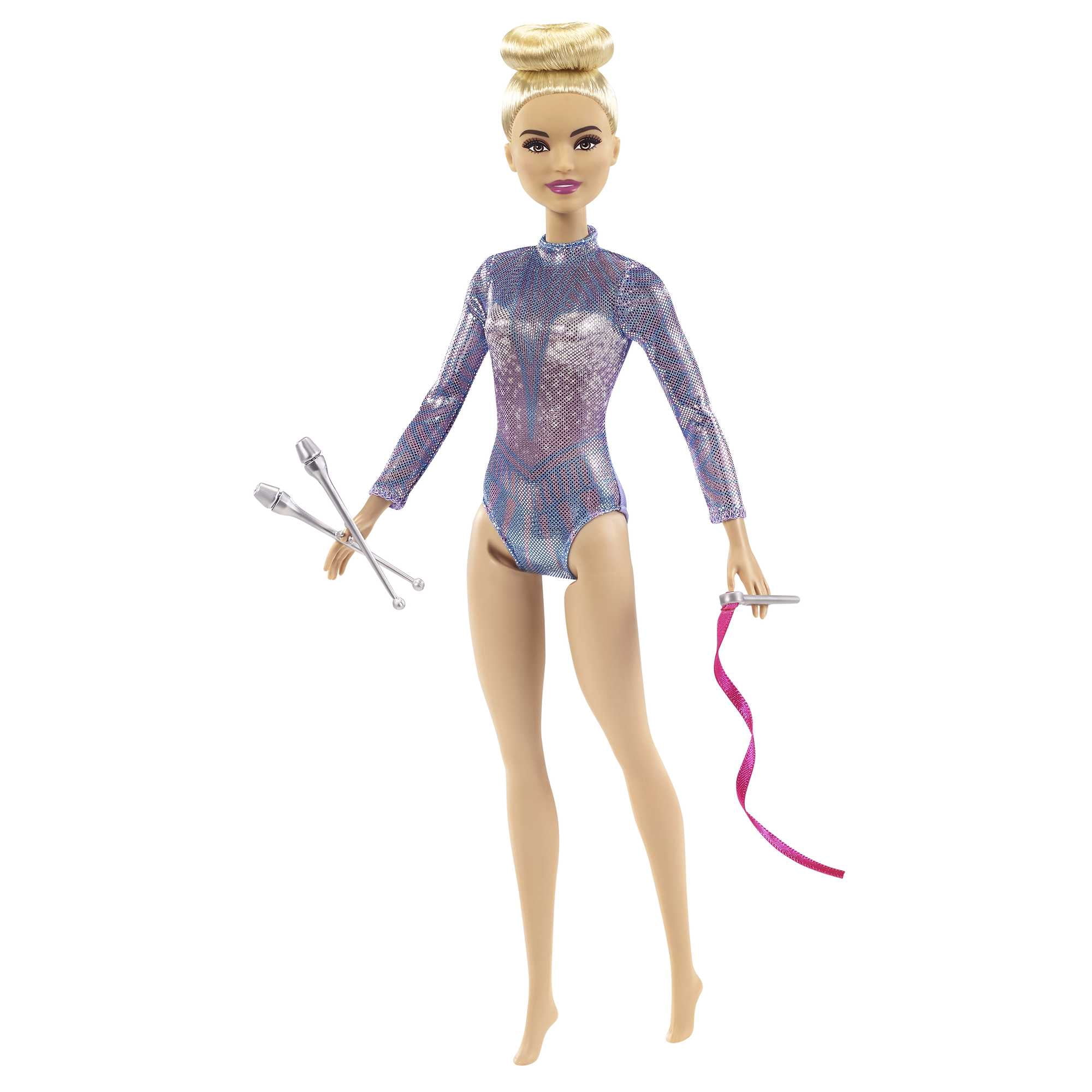Barbie Poupée Gymnaste rythmique blonde, 30,40 cm, justaucorps