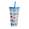 thumbnail image 2 of Oleegame 1PC Glass Bottle Creative Water Cup Football Cup PP Plastic Straw Cup Football Plastic Transparent Straw Cup 710ml Cold Change Temperature Sensitive Plastic Cup, 2 of 4