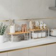 thumbnail image 4 of SONGMICS Cabinet Organizer Shelf, 2 Shelves, Kitchen Storage, Spice Rack, Stackable, Expandable, Metal and Engineered Wood, White and Natural Beige, 4 of 9