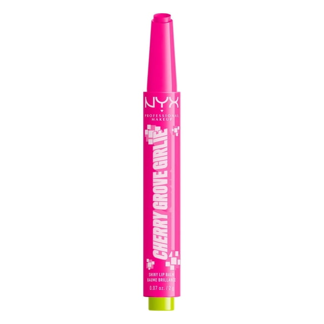NYX Professional Makeup un Baume à Lèvres Fat Oil Slick Click de Film MINECRAFT, Teinte Rose Cherry Grove Girlie, tube Mince à Torsion avec Corps Rose Vif et base Vert lime, Conçu pour des Soins des Lèvres Brillants et des Lèvres Lisses et Douces dans n'Importe Quel biome.