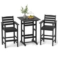 thumbnail image 2 of Costway 3-Piece Patio HDPE Bar Set Armchairs with Square High-Top Table Footrest Backrest Black, 2 of 9
