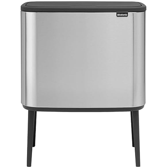 Brabantia Bo Touch Bin with Plastic Buckets, 3 x 11 L-Matt Steel Fingerprint Proof, 3 Inner