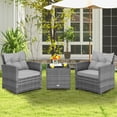 thumbnail image 1 of Costway 3PCS Patio Rattan Furniture Bistro Set  Cushioned Sofas Side Table Armrest Grey, 1 of 10