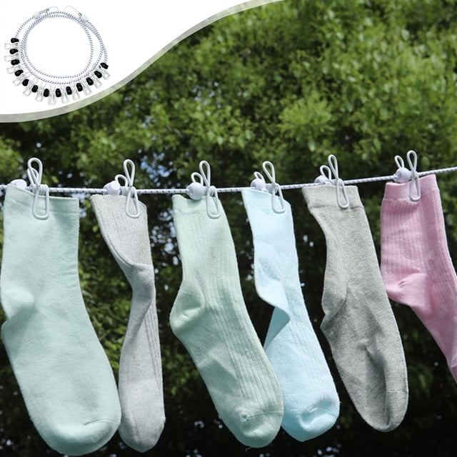 TACILIP Organisateurs et Rangement de Garde-Robe, Corde à Linge Coupe-Vent Rétractable avec Boucle Fixe, Corde à Linge de Voyage Pratique avec Pinces 12 Pinces à Linge 70,87 Po, Cadeaux de Pendaison de Crémaillère