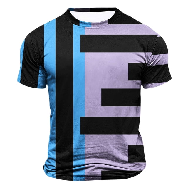 Styesk T-Shirts pour Homme Hommes Mode Décontractée Imprimé Sport Manches Courtes Col Rond Chemisiers Chemises