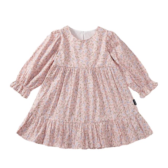 Qudderr Robes à Manches Longues pour Filles, Robe Décontractée à Fleurs pour Bébés 18 Mois-6 Ans Printemps Automne Col Rond Robe d'Été pour Filles