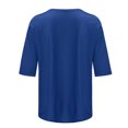 thumbnail image 5 of CFLVAEK T-Shirts à Manches au Coude pour Femmes pour l'Été, Décontractés, Unis, Coupe Ample, Basiques, Col Ras du Cou, 5 of 5