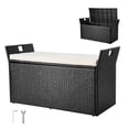 thumbnail image 1 of VEVOR Banc de Rangement Extérieur 90 Gal, Coffre de Terrasse en Rotin PE pour Patio et Jardin, Siège Extérieur et Rangement, 1 of 9