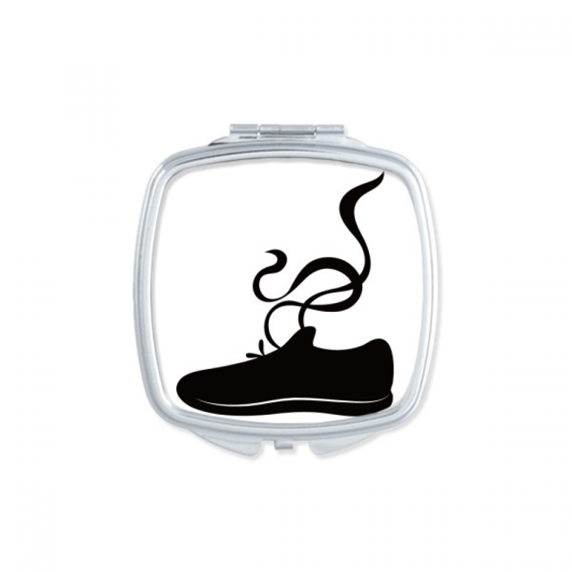 Men's Sports Shoes Black Outline Pattern Square Mirror Portable Compact Pocket Makeup Double Sided Glass