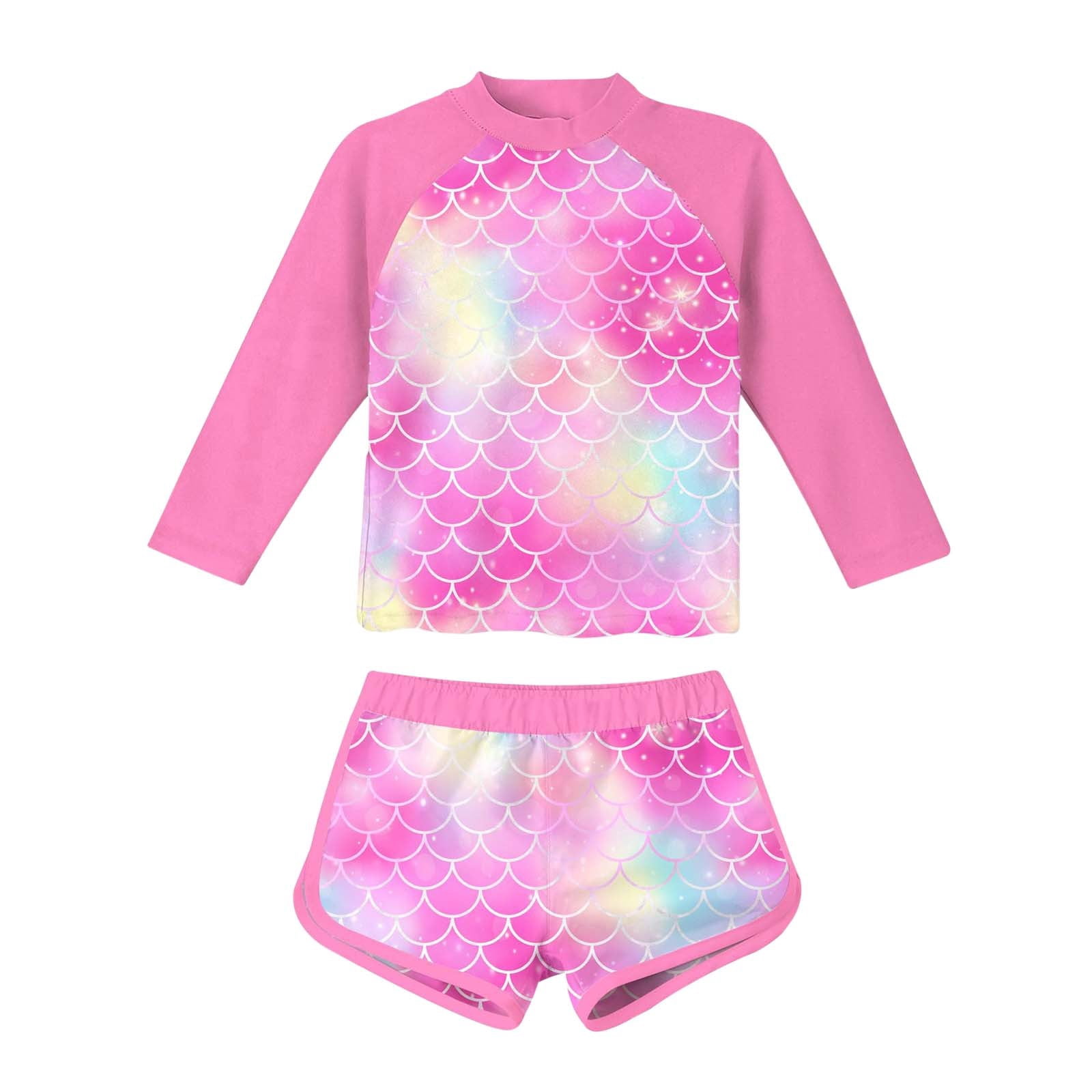 Kid Girl Rash Guard Swimming Bathing Suit Floral Printing Sun Protection Long Sleeve Toddler Girls Swimsuit 12-13 Years