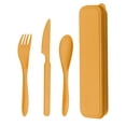 thumbnail image 2 of SuoKom Wheats Straw Knife, Fork and Spoon Three-Piece Set, Camping Out Convenient Tableware Set, Children'S Tableware Gifts, 2 of 9