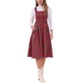 thumbnail image 1 of INSPIRE CHIC Robe Salopette à Carreaux pour Femme Vintage Sans Manches Ligne A Robe Chasuble L Rouge Vert, 1 of 6