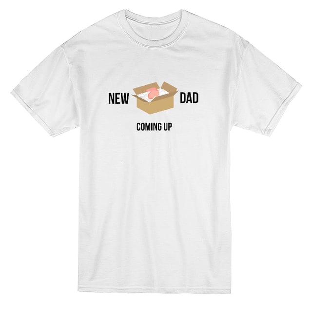 T-shirt Blanc pour Homme au Design de Boîte « New Dad Coming Up »