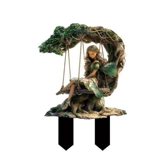 CJiaWei Piquet de Jardin Féerique Statue de Fée Décoration Accessoires de Jardin pour Pot de Cour Extérieur Intérieur