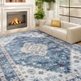 thumbnail image 2 of HOMCOM 8x10 Area Rug, Vintage Machine Washable Rug for Living Room, Blue, 2 of 10
