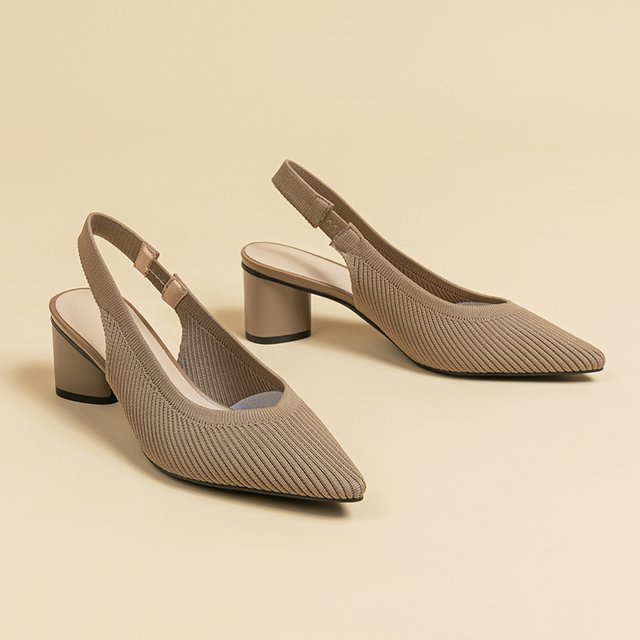 Sandales à Talons Hauts en Tricot pour Femmes avec Design Rayé, Talon Épais Rond (2 Po) - Collection 2025