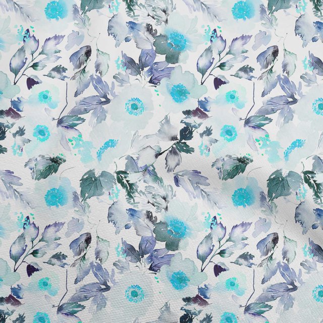 oneOone Polyester Spandex Turquoise Blue Fabric Florals Sewing Craft Projects Fabric Prints By Yard 56 Inch Wide