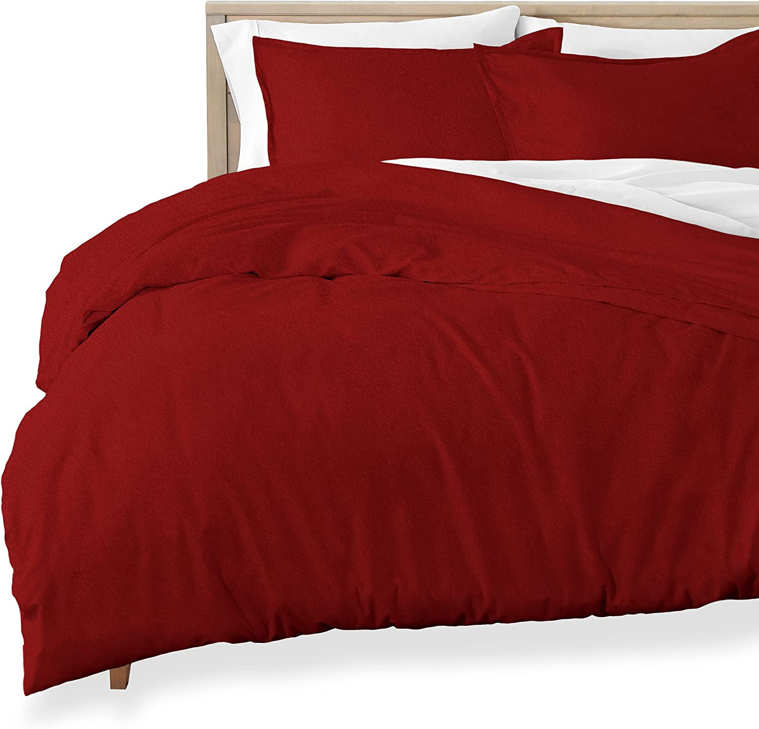 Bare Home Housse de Couette en Flanelle - 100 % Coton Flanelle - Double Brossage - Lit Simple/simple TG, Rouge