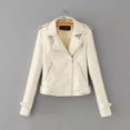 thumbnail image 2 of WEIYLL Womens Fleece Jacket Solid Color Lapel Zipper Long Sleeve Leather White Fall Tops Size 2XL, 2 of 4
