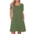 thumbnail image 2 of Meichang Robe T-Shirt pour Femmes avec Poches Décontractée à Manches Courtes Mini Robes d'Été Coupe Ample Col Rond Courte Robe T-Shirt de Plage, 2 of 6