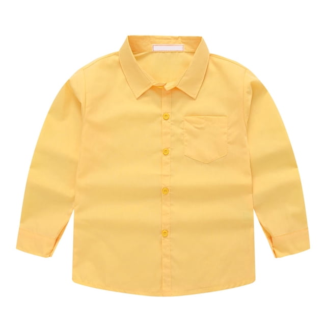 Besolor Toddler Boys Girls Button down Shirts Kids Long Sleeve Casual Solid Color Tops Fall Spring Blouse