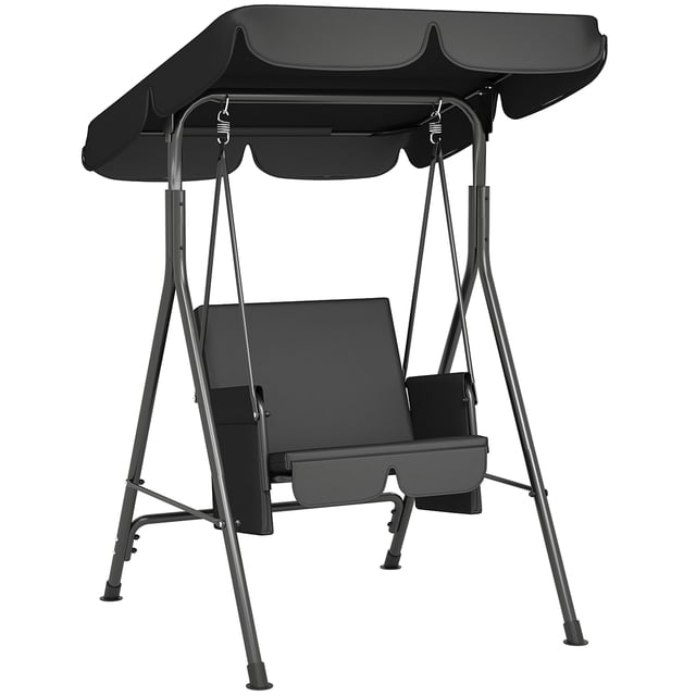 Outsunny Chaise Balançoire de Patio 1 Place avec Auvent Réglable et Coussins