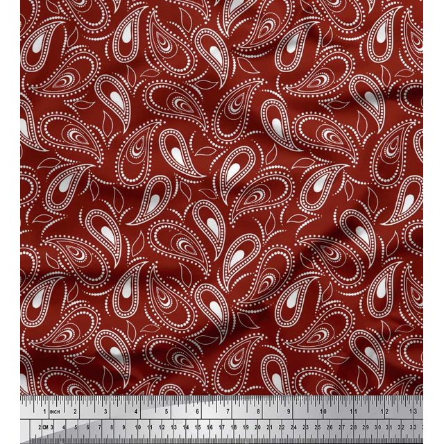 Soimoi Moss Georgette Fabric Dot & Paisley Decor Fabric Printed Yard 42 Inch Wide