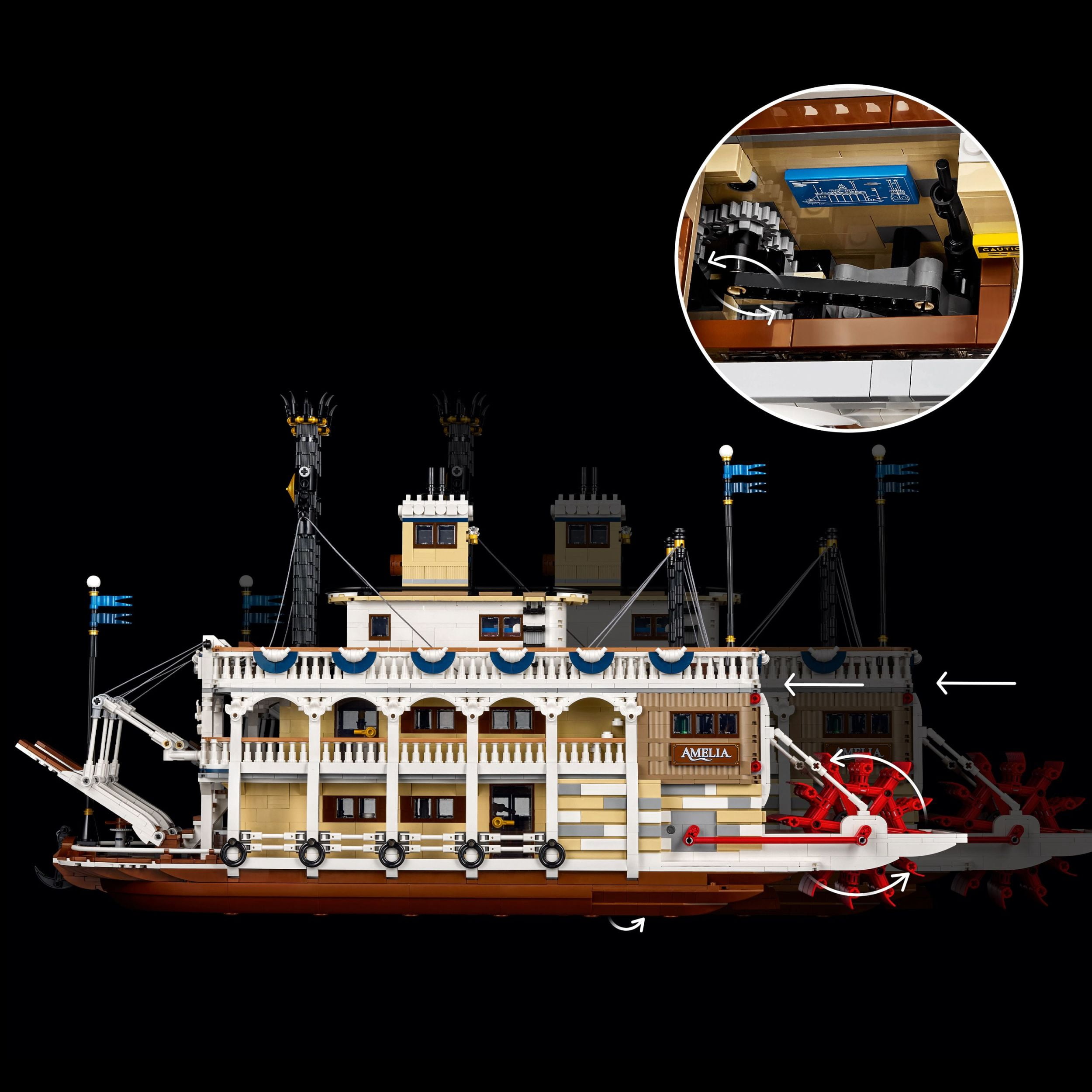 LEGO Ideas Le Bateau à Vapeur Fluvial, Décor Nautique pour la Maison 21356