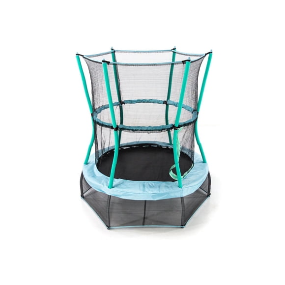 SKYWALKER TRAMPOLINES 48 inch, Teal Round, Indoor Trampoline for Kids, Mini Bouncer, Rebounder with Safety Enclosure Net and Padding