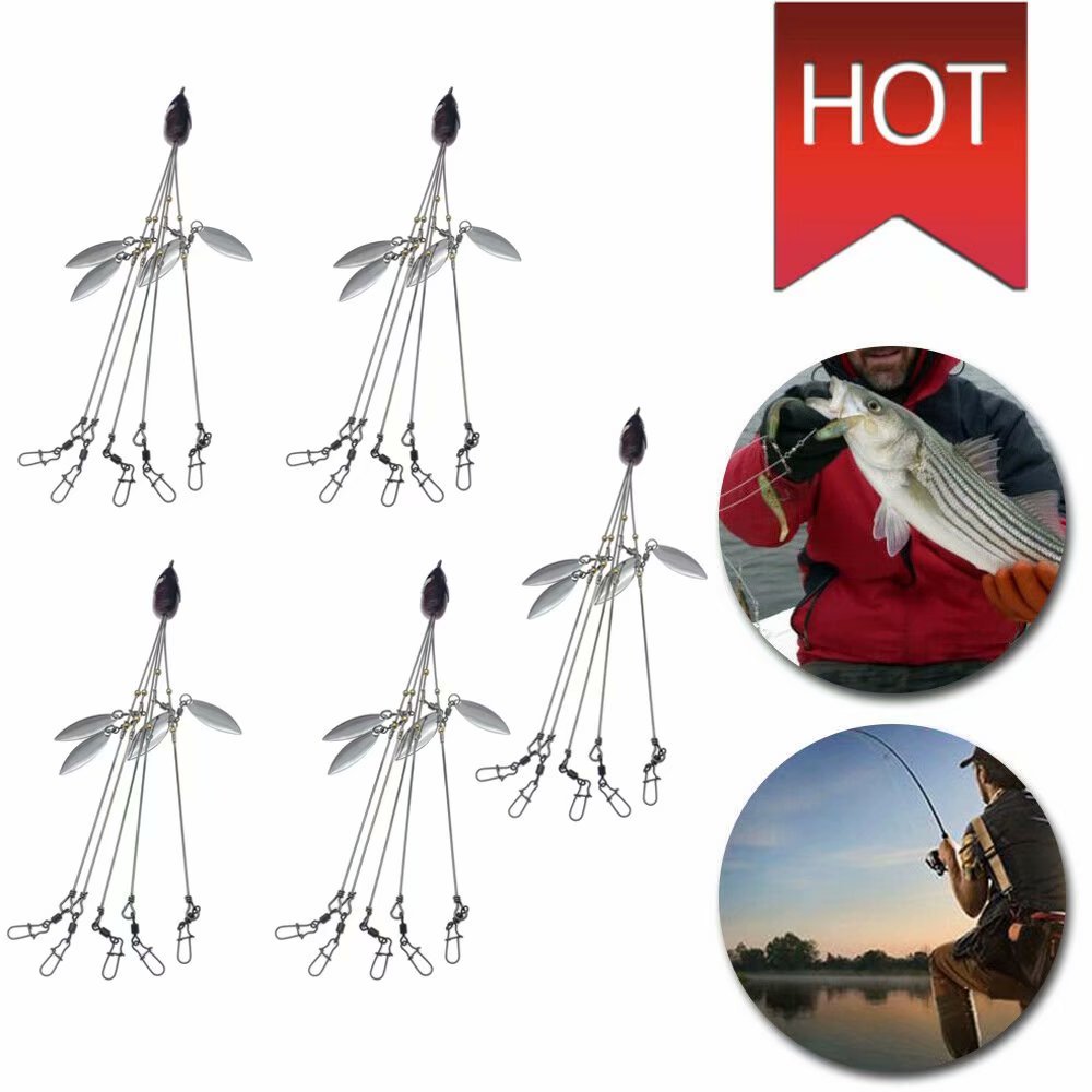 MesaSe Lot de 5 5 Bras 4 Lames Parapluie Plateforme Appât de Pêche 21,5 cm