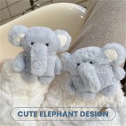 5Pcs Cute Blue Elephant Phone Case, Vacemry 2026 Cute Plush Elephant Case, Adorable Blue Faux Fur Protective Cover, Soft Silicone Shock Absorption Phone Case for , Protective Case forGirlsKids Women,