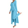 thumbnail image 1 of Zhanying Ensembles en Tricot Deux Pièces Femme Automne Tendance Décontracté Robe Longue à Manches Longues Col Rond Haut Fendu en Tricot Côtelé Doux et Pantalon Bleu Ciel G, 1 of 5