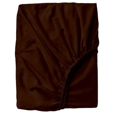 Fitted Sheet Only - Short Queen Size, Chocolate Color 300-Thread-Count Egyptian Cotton 12-inch Deep Pockets 1-PC Bottom Fitted Sheet