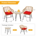 thumbnail image 2 of Gymax Ensemble Bistro de Patio en Rotin 3 Pcs Ensemble de Mobilier de Conversation avec Coussins Rouges, 2 of 10