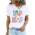 thumbnail image 2 of EGNMCR Chemise de Pâques Chemises pour Femmes Imprimé de Pâques T-shirt Col Rond Mode et Confortable Haut à Manches Courtes Col Rond/chemise T-Shirts pour Femmes, 2 of 7